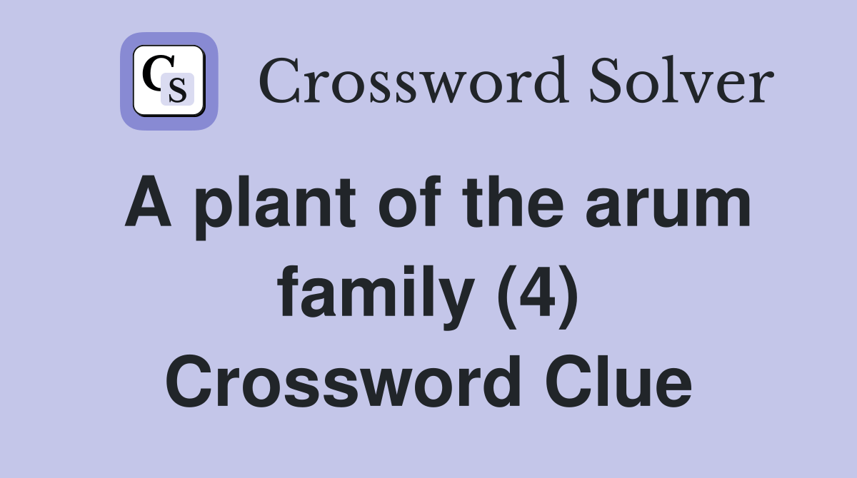 A plant of the arum family (4) Crossword Clue Answers Crossword Solver